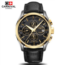 carnival 8659 automatic mechanical switzerland brand men wristwatches fashion luxury leather strap watch